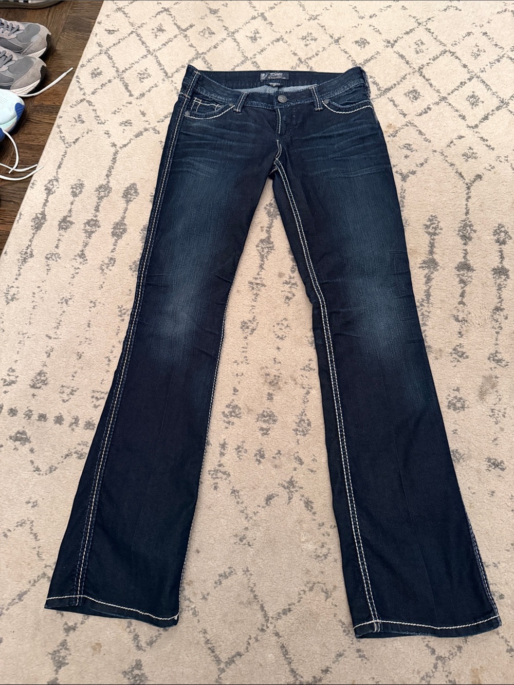 Silver Jeans Dark Blue Flare Jeans with Contrast Stitching